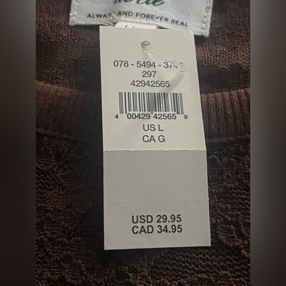 NWT Aerie Lace Vintage Short Sleeve Brown Top On Trend SZ L & XL Avail - Picture 9 of 11